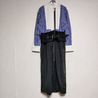 Sacai Suiting x Cotton Poplin 20-05129 ドッキング 切替  ワンピース 20AW ブルー ホワイト ブラック レディース サカイ【中古】4-0902M∞