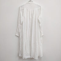 veritecoeur KHADI COTTON ワンピース VC-603 ギャザー シャツ ワンピース ホワイト レディース ヴェリテクール【中古】4-0906M♪