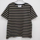 MHL. STRIPED DRY COTTON JERSEY ボーダー 595-3168555 2 半袖Tシャツ カットソー 23SS ブラック ベージュ エムエイチエル【中古】4-0804S♪