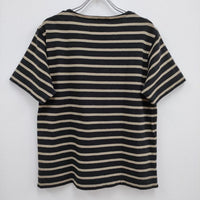 MHL. STRIPED DRY COTTON JERSEY ボーダー 595-3168555 2 半袖Tシャツ カットソー 23SS ブラック ベージュ エムエイチエル【中古】4-0804S♪