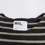 MHL. STRIPED DRY COTTON JERSEY ボーダー 595-3168555 2 半袖Tシャツ カットソー 23SS ブラック ベージュ エムエイチエル【中古】4-0804S♪