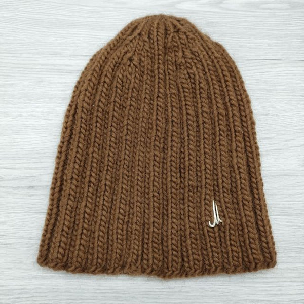 muhlbauer BEANIE HAND KNITTED ビーニー 22AW ウール 帽子 ニットキャップ ブラウン レディース ミュールバウアー【中古】4-1023T◎