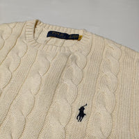 POLO RALPH LAUREN ケーブルセーター Ls Driver Cn long sleeve sweater ニット ベージュ レディース ポロ・ラルフローレン【中古】4-0902M∞