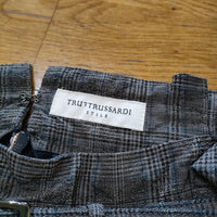 TRUSSARDI ポリエステル チェック柄 ベルト付き サイズ38 スカート グレー レディース トラサルディ【中古】4-0806M△