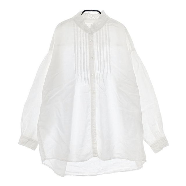 nest Robe フリルカラー ピンタック リネン 01191-1096 ブラウス シャツ オフホワイト レディース ネストローブ【中古】5-0410M∞