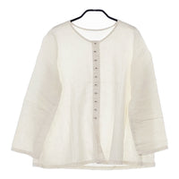 nest Robe 01161-1074 ノーカラー 長袖 リネン ブラウス シャツ オフホワイト レディース ネストローブ【中古】5-0516M△