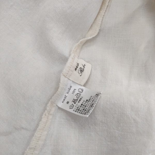 nest Robe 01161-1074 ノーカラー 長袖 リネン ブラウス シャツ オフホワイト ネストローブ 5-0516M 243975 nest Robe - nest Robe 01161-1074 ノーカラー 長袖 リネン