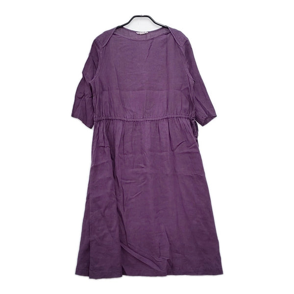 fog linen work リネン ギャザー 長袖 FLW ワンピース パープル レディース フォグリネンワーク【中古】5-0516M△