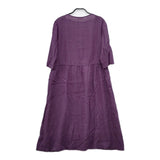 fog linen work リネン ギャザー 長袖 FLW ワンピース パープル レディース フォグリネンワーク【中古】5-0516M△
