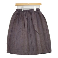 fog linen work ギャザー ひざ丈 リネン スカート パープル レディース フォグリネンワーク【中古】5-0516M△