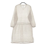 fog linen work ギャザー Vネック 長袖 ワンピース ライトベージュ レディース フォグリネンワーク【中古】5-0516M△