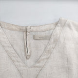 fog linen work ギャザー Vネック 長袖 ワンピース ライトベージュ レディース フォグリネンワーク【中古】5-0516M△