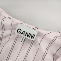 GANNI ビッグカラー ストライプ 長袖 38 コットン インド製 ブラウス シャツ ピンク レディース ガニー【中古】5-0101M∞