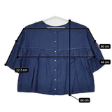 cinq symphonie 長袖 カットオフ ギャザー ワイド ブラウス シャツ ブルー レディース サンクサンフォニー【中古】5-0516M△