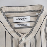 GYMPHLEX バンドカラー ワイド  Ｊ-1470 combed cotton ストライプ 長袖シャツ ベージュ レディース ジムフレックス【中古】5-0101M∞