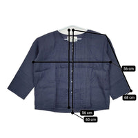 mashu kashu リネン ピンタック リネン 長袖 ブラウス シャツ ネイビー レディース マシュカシュ【中古】5-0516M△