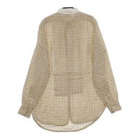 Yarmo スタンドカラー クレリックシャツ リネン 麻 イギリス製 長袖シャツ ベージュ レディース ヤーモ【中古】5-0405M∞