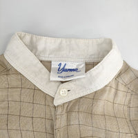 Yarmo スタンドカラー クレリックシャツ リネン 麻 イギリス製 長袖シャツ ベージュ レディース ヤーモ【中古】5-0405M∞