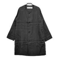TRAVAIL MANUEL ノーカラーリネンコート 麻 コート チャコールグレー レディース トラバイユマニュアル【中古】5-0405M∞