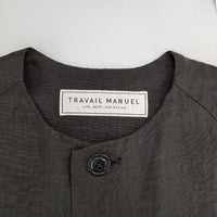 TRAVAIL MANUEL ノーカラーリネンコート 麻 コート チャコールグレー レディース トラバイユマニュアル【中古】5-0405M∞