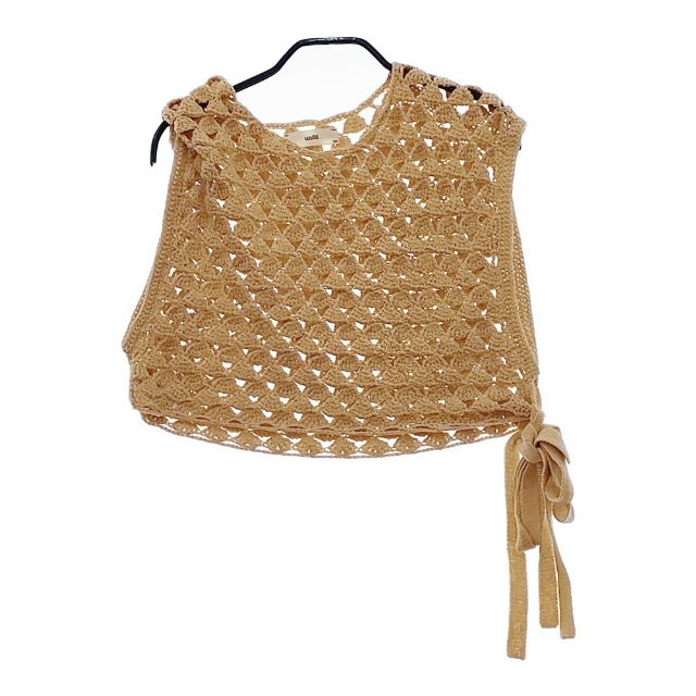 unfil hand-crochet cotton top コットン ノースリーブニット ONSP-UW107 ベスト ベージュ アンフィル 5-0326M 244256 unfil hand-crochet cotton top コットン ノースリーブニット