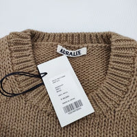 AURALEE 新品 WOOL FELT YARN KNIT P/O 定価44000円 5 A22AP01FY クルーネックセーター ニット ベージュ メンズ オーラリー【中古】4-1003T♪