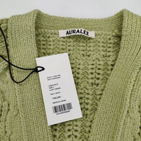 AURALEE 新品 WOOL CORD RIB KNIT CARDIGAN 定価66000円 0 A23AC02CR カーディガン 23AW ライトグリーン レディース オーラリー【中古】4-1003T♪