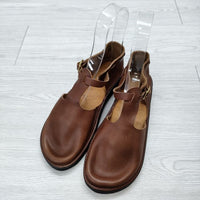 AURORA SHOES 新品 WEST INDIAN ウエストインディアン Tストラップ 定価33000円 サイズ7.5C レザーシューズ シューズ・靴 ブラウン レディース オーロラシューズ【中古】4-0912G◎