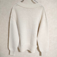 MARGARET HOWELL ANDEAN HIGHLAND WOOL Vネックニット ウール 定価37400円  578-2263010 ニット 2022AW オフホワイト レディース マーガレットハウエル【中古】4-0901T△