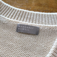 MARGARET HOWELL ANDEAN HIGHLAND WOOL Vネックニット ウール 定価37400円  578-2263010 ニット 2022AW オフホワイト レディース マーガレットハウエル【中古】4-0901T△