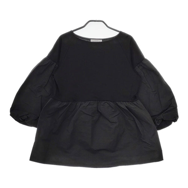 green label relaxing 35121051433 バルーンスリーブ 切替 ブラウス シャツ ブラック レディース グリーンレーベルリラクシング【中古】5-0225M△