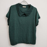 MARGARET HOWELL 578-2168006 サイズ2 LINEN JERSEY POLO リネンニット ポロシャツ グリーン レディース マーガレットハウエル【中古】4-0818S♪