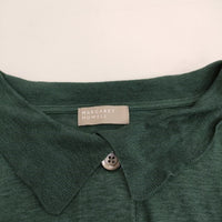 MARGARET HOWELL 578-2168006 サイズ2 LINEN JERSEY POLO リネンニット ポロシャツ グリーン レディース マーガレットハウエル【中古】4-0818S♪