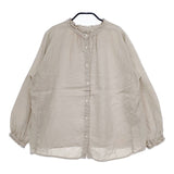 nest Robe 01175-1112-12 リネンスタンドフリルブラウス 製品染め ブラウス シャツ ベージュ レディース ネストローブ【中古】5-0402M∞
