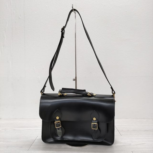 GLENROYAL SATCHEL BAG WITH D-RING レザー 革 ショルダーバッグ ブラック レディース グレンロイヤル【中古】4-0918G◎