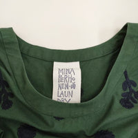 mina perhonen laundry ra3106 bonheur サイズ36 ワンピース グリーン ネイビー レディース ミナペルホネンランドリー【中古】4-0823S♪