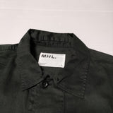 MHL. 596-2250505 LIGHT COTTON CHINO コットン L 長袖シャツ 2022 ブラック メンズ エムエイチエル【中古】4-1026M∞