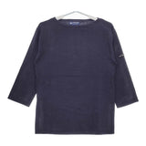 SAINT JAMES T4 無地 ボートネック 長袖Ｔシャツ カットソー ロンＴ ネイビー レディース セントジェームス【中古】5-0305M♪