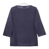 SAINT JAMES T4 無地 ボートネック 長袖Ｔシャツ カットソー ロンＴ ネイビー レディース セントジェームス【中古】5-0305M♪