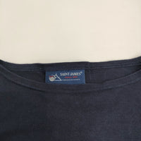 SAINT JAMES T4 無地 ボートネック 長袖Ｔシャツ カットソー ロンＴ ネイビー レディース セントジェームス【中古】5-0305M♪