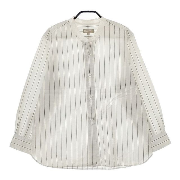 MARGARET HOWELL 578-0253617 PJ STRIPE COTTON SILK コットンシルク ブラウス シャツ 20SS ライトグレー レディース マーガレットハウエル【中古】5-0424M∞