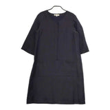 Chiclin リネンシルク 七分袖 プルオーバー ワンピース ネイビー 濃紺 レディース チクリン【中古】5-0410M∞