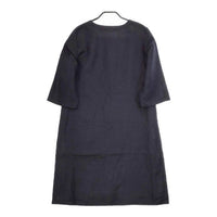 Chiclin リネンシルク 七分袖 プルオーバー ワンピース ネイビー 濃紺 レディース チクリン【中古】5-0410M∞