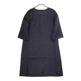Chiclin リネンシルク 七分袖 プルオーバー ワンピース ネイビー 濃紺 レディース チクリン【中古】5-0410M∞