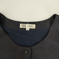 Chiclin リネンシルク 七分袖 プルオーバー ワンピース ネイビー 濃紺 レディース チクリン【中古】5-0410M∞