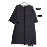 Chiclin リネンシルク 七分袖 プルオーバー ワンピース ネイビー 濃紺 レディース チクリン【中古】5-0410M∞