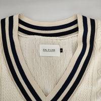 CAL O LINE チルデンベスト TILDEN VES ノースリーブニット コットン ベスト 23SS アイボリー ユニセックス キャルオーライン【中古】5-0424M∞