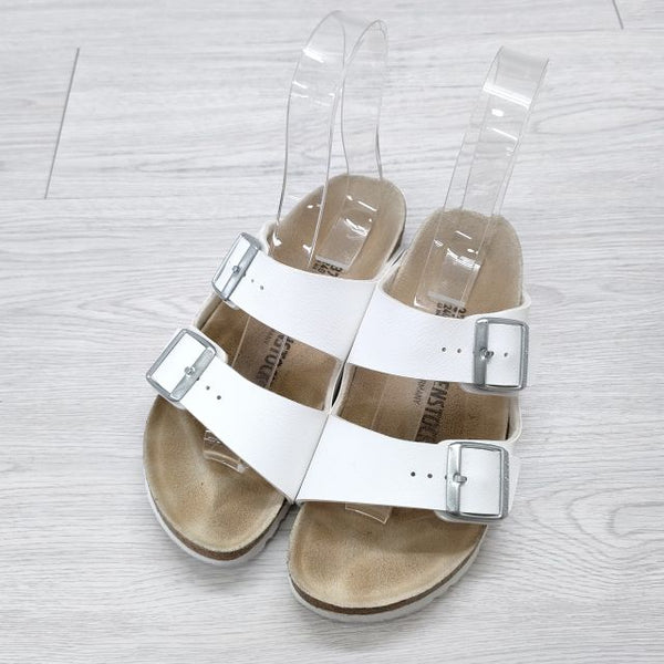 BIRKENSTOCK ARIZONA アリゾナ 37サイズ 24cm ナロー幅 サンダル ホワイト ベージュ レディース ビルケンシュトック【中古】4-0912S◎