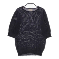 MARGARET HOWELL 578-7162002 リネンコットン 半袖 サイズ2 ニット ネイビー レディース マーガレットハウエル【中古】5-0321M△