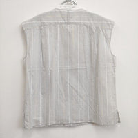 MARGARET HOWELL WIDE PJ STRIPE COTTON LINEN ノースリーブ ブラウス シャツ グレー レディース マーガレットハウエル【中古】4-0823S♪